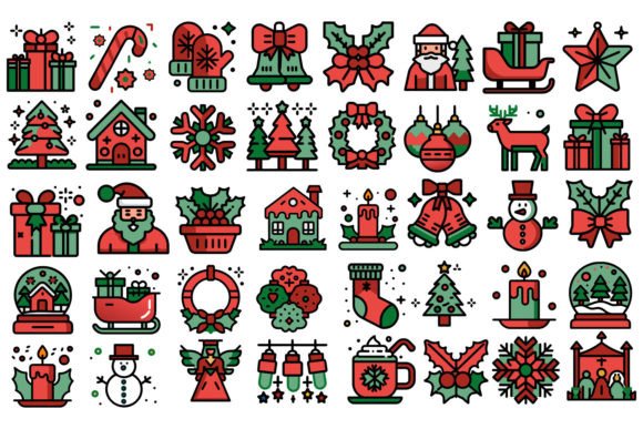 40 Christmas Cheer Vector Icons Bundle for Holiday Designs