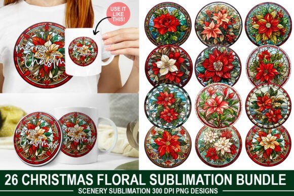Christmas Floral Sublimation Bundle: Festive Design Assets