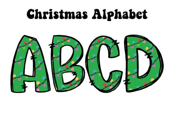 Christmas Tree Doodle Alphabet Letters: Festive Design Assets