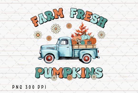 Farm Fresh Pumpkins Retro Truck PNG: A Rustic Design Asset