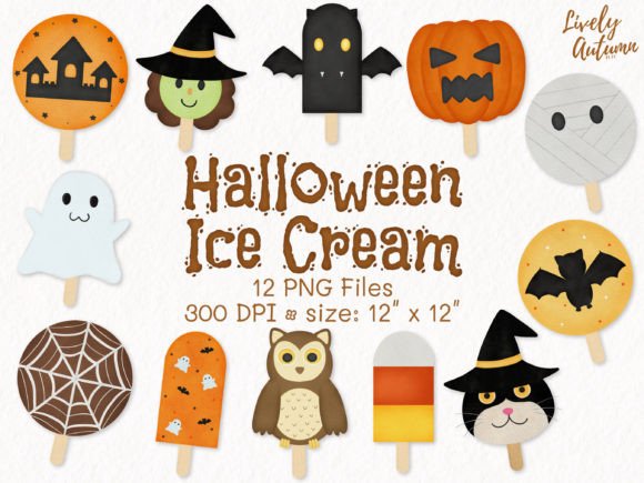 Halloween Ice Cream PNG Set: Spooky Sweet Design Assets