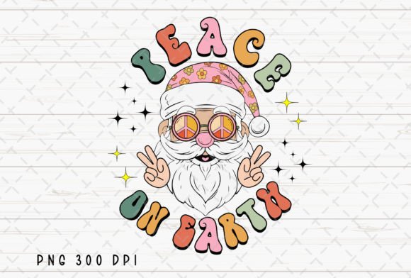 Peace on Earth Santa Retro Christmas PNG: Vintage Charm for Modern Projects