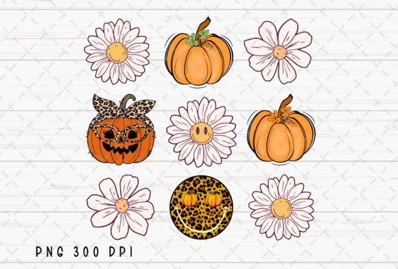 Pumpkins Flowers Spooky Season Fall PNG for Autumn Creations
