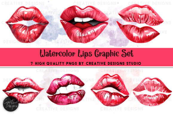Red Magical Watercolor Lips: A Bold Design Asset
