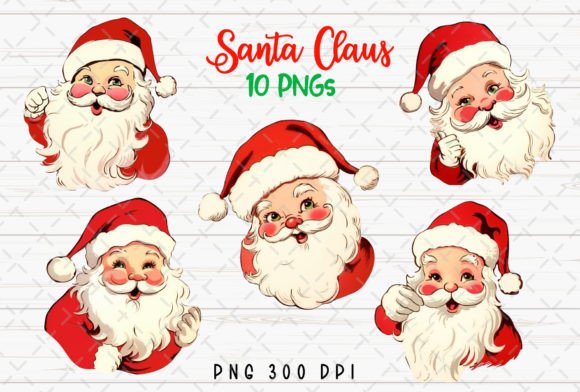 Retro Christmas Santa Claus Face PNG: Vintage Charm for Modern Creations
