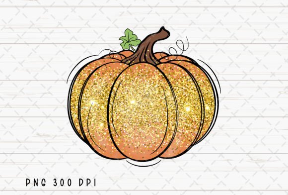 Shimmering Autumn Elegance: Pumpkin Glitter Gold Thanksgiving PNG