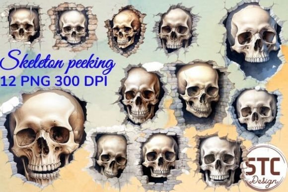 Skeleton in the Wall Watercolor Clipart: A Designer's Take