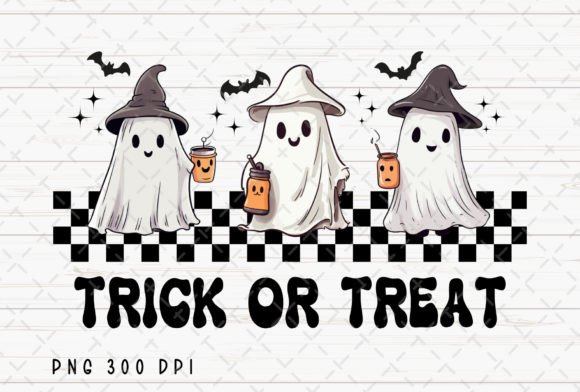 Spooky Charm Meets Coffee Culture: The Trick or Treat Ghost Coffee Halloween Design