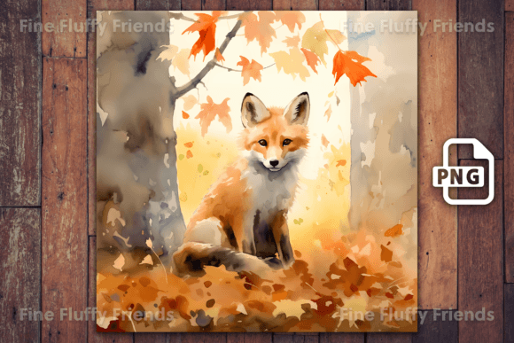 The Watercolor Fox in Autumn Background: A Creative Digital Asset
