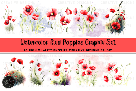 Watercolor Delicate Poppies Graphic Set: Infusing Artistry into Your Digital Creations