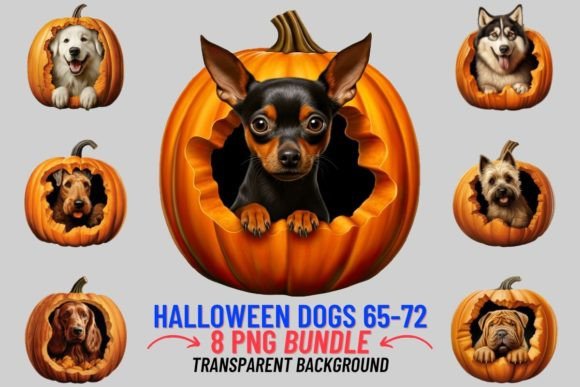Watercolor Halloween Pumpkin Dogs: Design Assets for Spooky Season