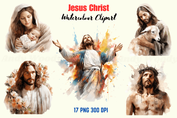 Watercolor Jesus Christ Clipart for Faith-Based Designs