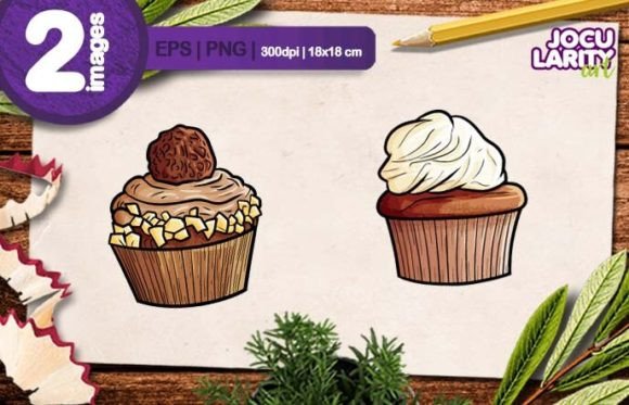 Yummy Chocolate Cupcakes Cartoon Vector: A Sweet Design Asset